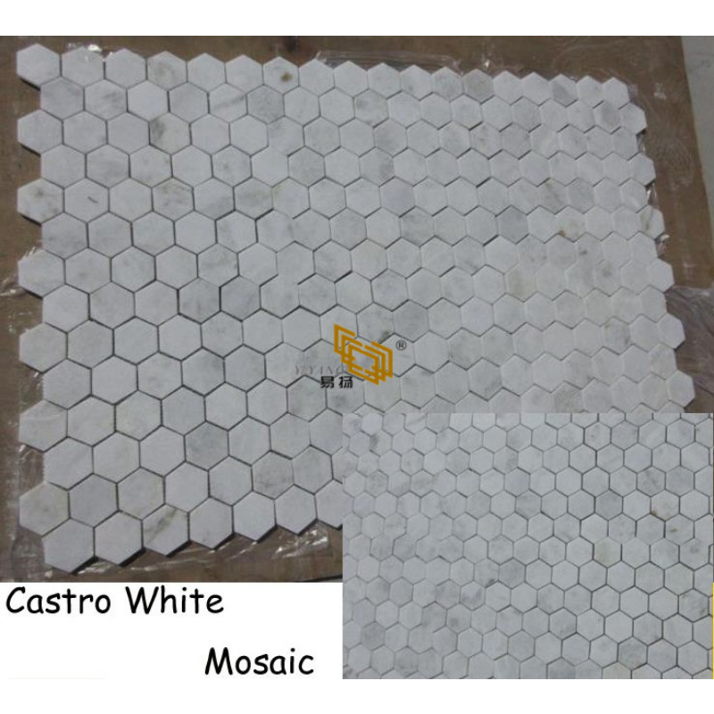 Мозаичная плитка Кастро из белого мрамора