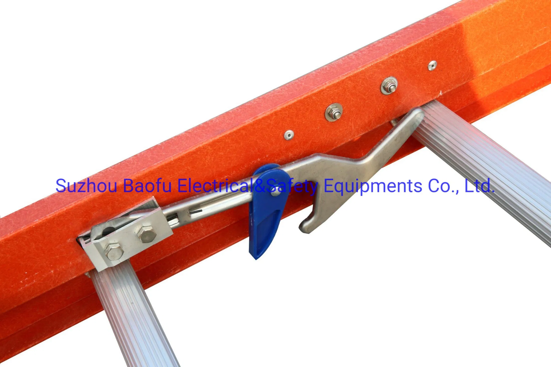 (375LBS) 35kv Red Fiberglass Single-Side Grooved Rail Extension Ladder