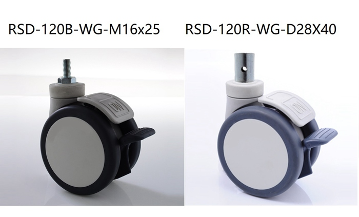 Rsd Series Twin Reset Caster with Bacteria and Chemical Resistance, Restoration Wheels for Transfer Transportation Stretcher and Manual Bed