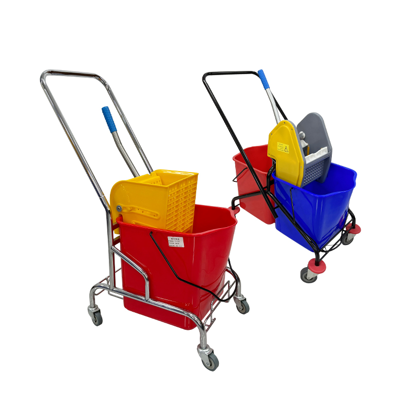 60L PP Plastic Hotel Cleaning Mop Wringer Trolley Double Bucket for Restaurant