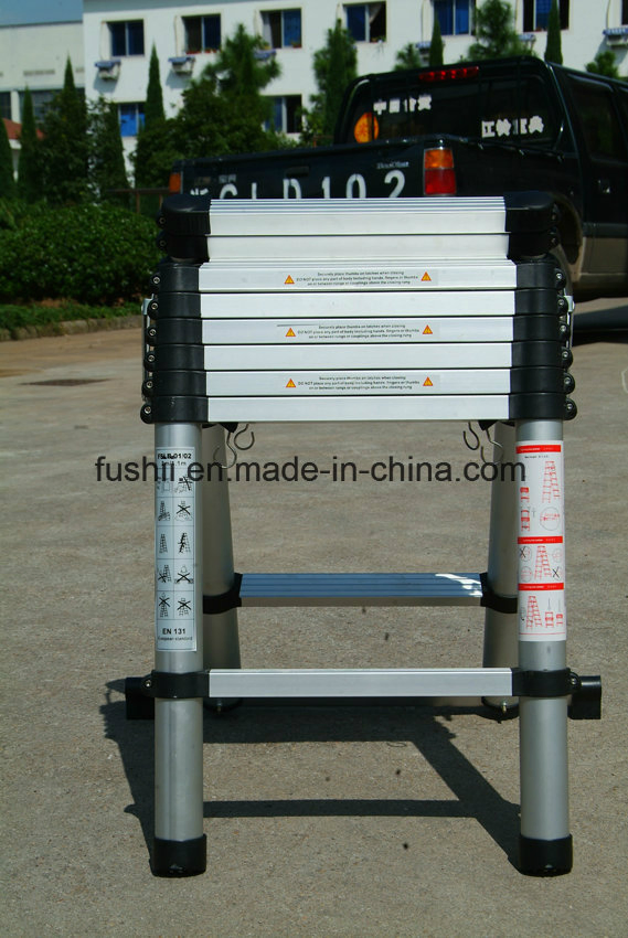 3.8m Telescopic Ladder with Stabilizer Bar and Finger Safety Gap/Finger Protect