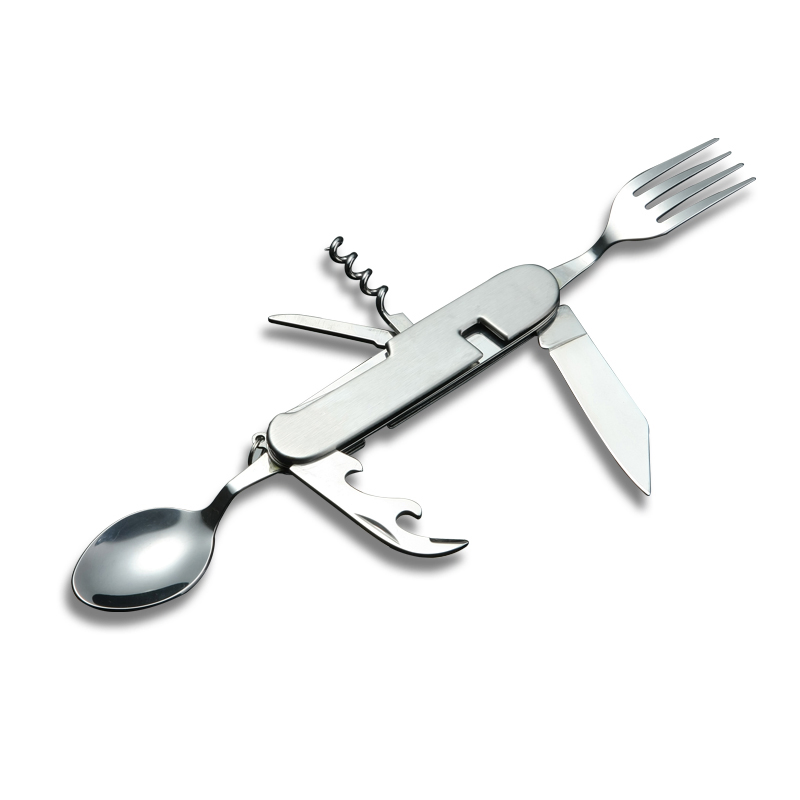 6 in 1 Stainless Steel Multi-Function Camping Pocket Fork Spoon Knife Cutlery G106s