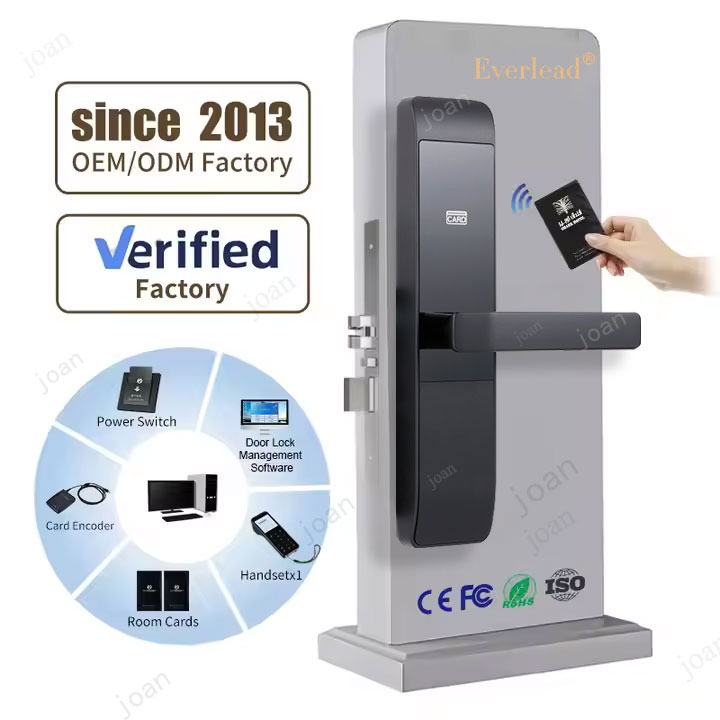 Smart Hotel RFID NFC Keyless Security Door Locks Networked Wood Aluminum Door Lock with Software