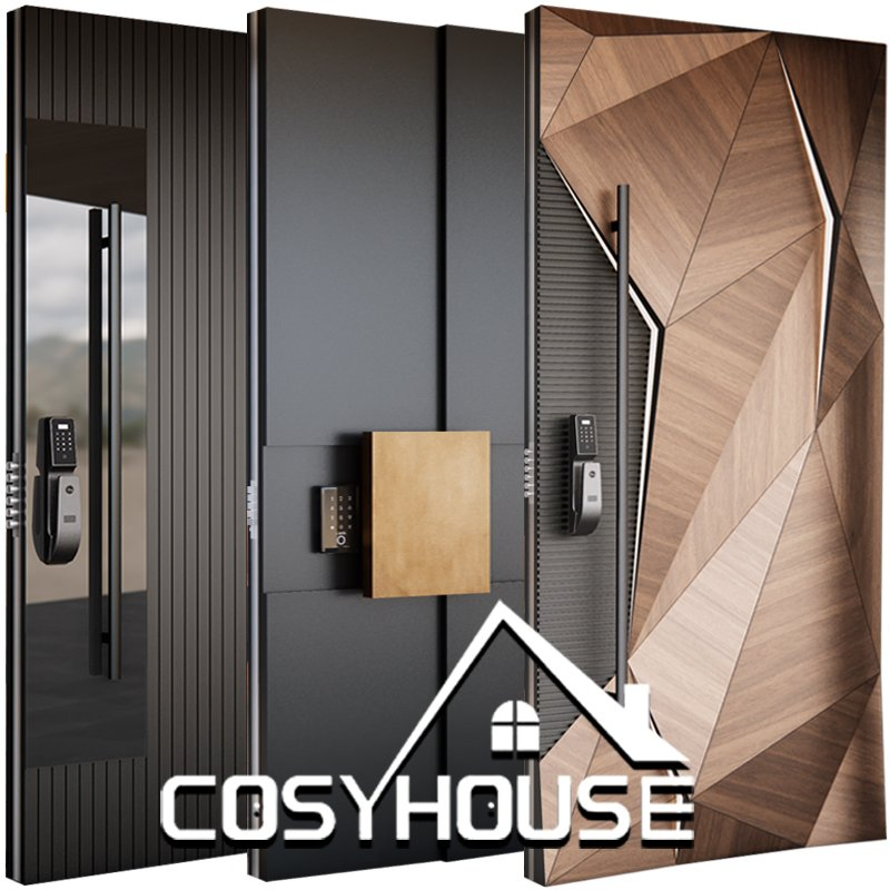 Бронированная алюминиевая дверь с умным замком для виллы