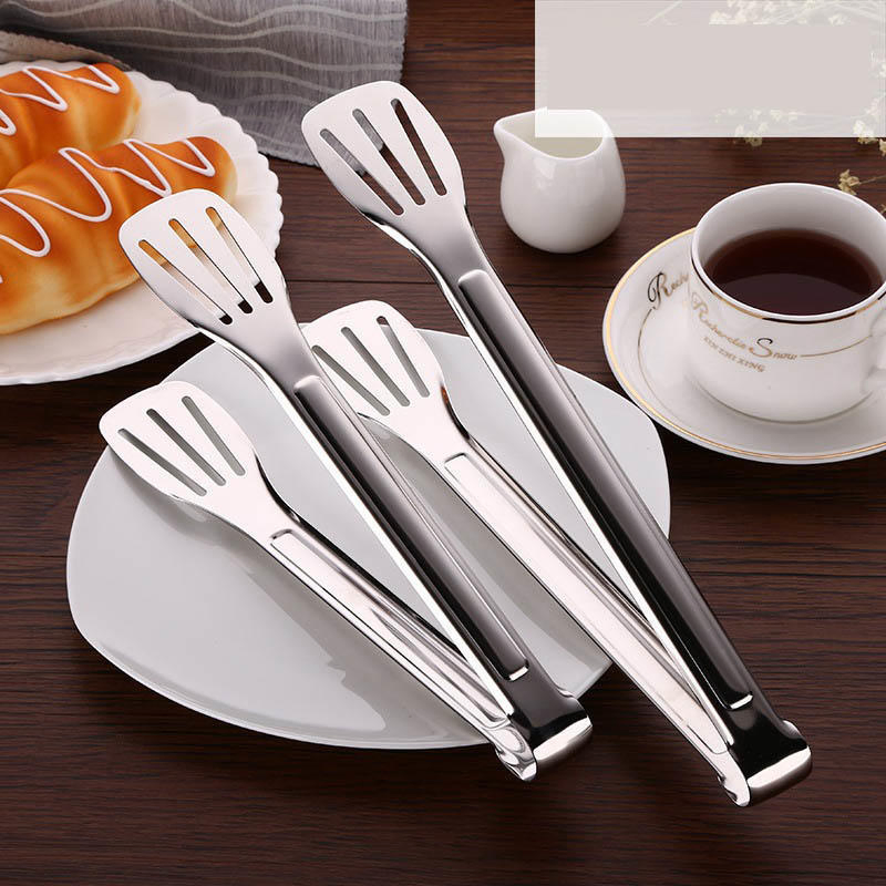 Stainless Steel Food Tongs with Anti-Heat Slotted Design for Easy Draining
