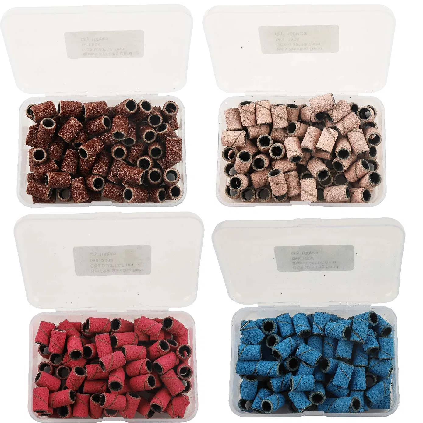 Brown Black Zebra Yellow Pink Purple Red Green Sanding Bands for Nail Drill Bits