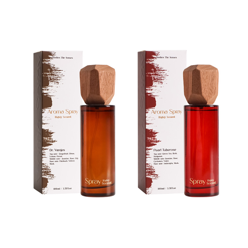Elegant Room Spray with Polygonal Wooden Cap and Metal Nozzle