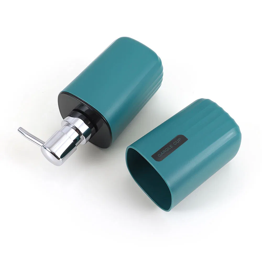 Plastic Deluxe Toothbrush Cup Dark Green Bathroom Products Set for Hotel