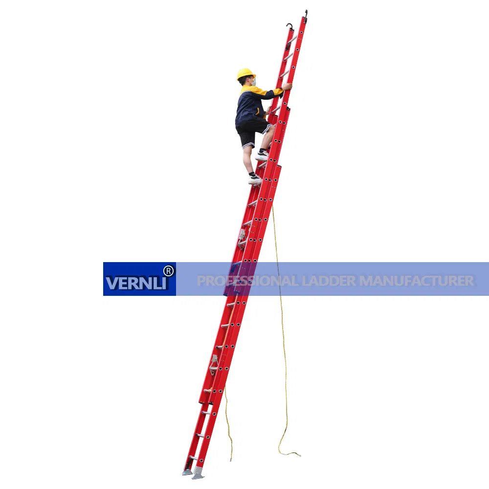 En131 Fire Escape FRP Step Ladder Electrical Insulation Extension Telescopic Fiberglass Ladder