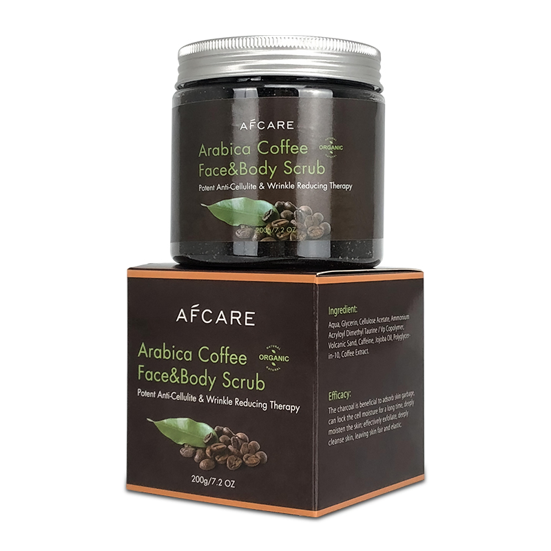 Organic Natural Vegan Coffee Face & Body Exfoliating Scrub with Anti-Aging, Moisturizing, and Detoxifying Properties
