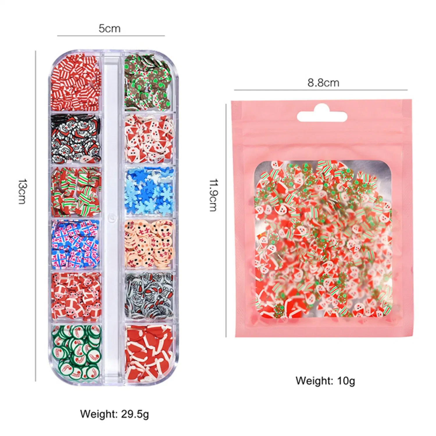 Boxed Christmas Soft Pottery Slice Nail Art Decorations DIY Handmade Materials Manicure Decorations