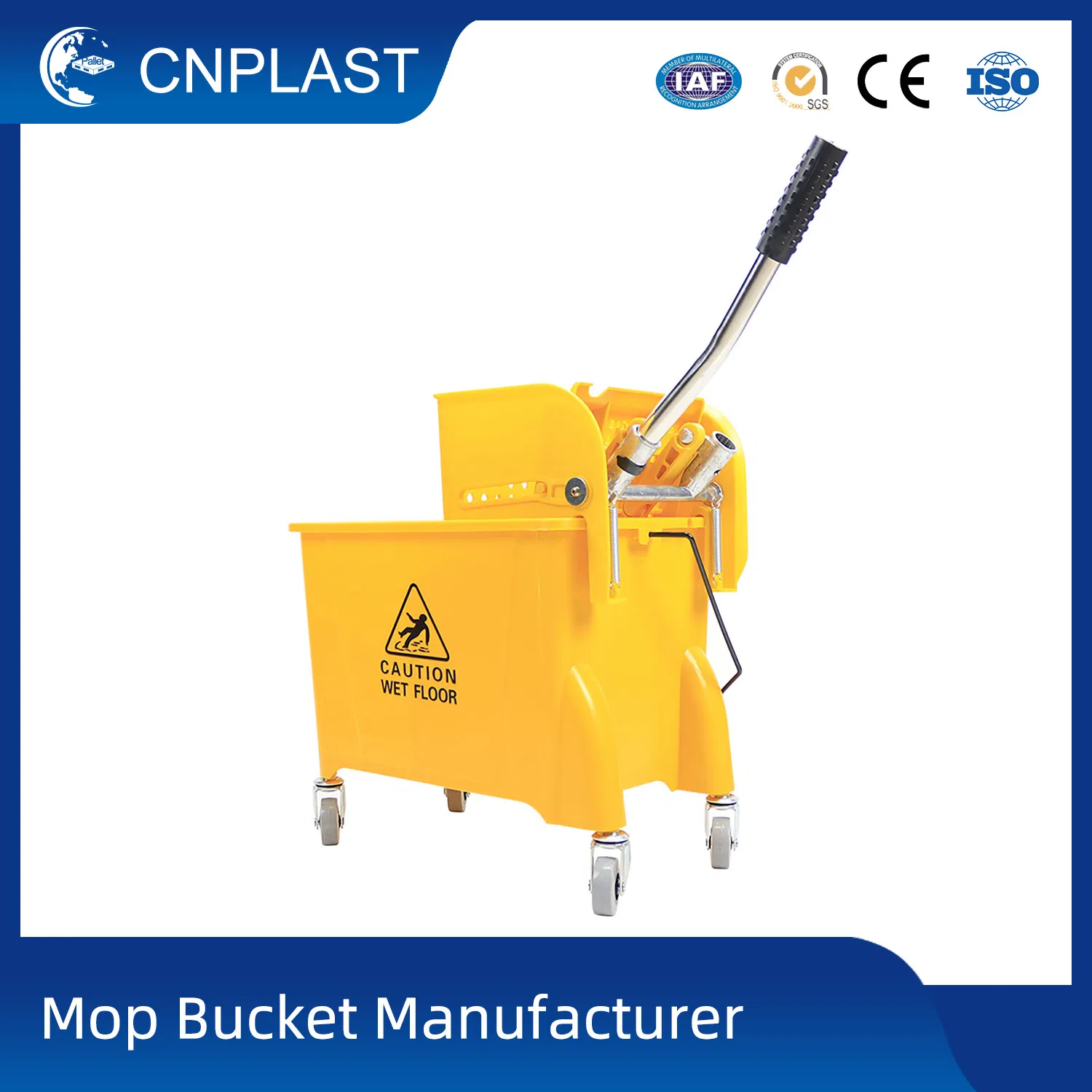Double-Wringer Mop Trolley Plastic Swabber Bucket Service Cart for Floor Cleaning Down Press Double Wringer