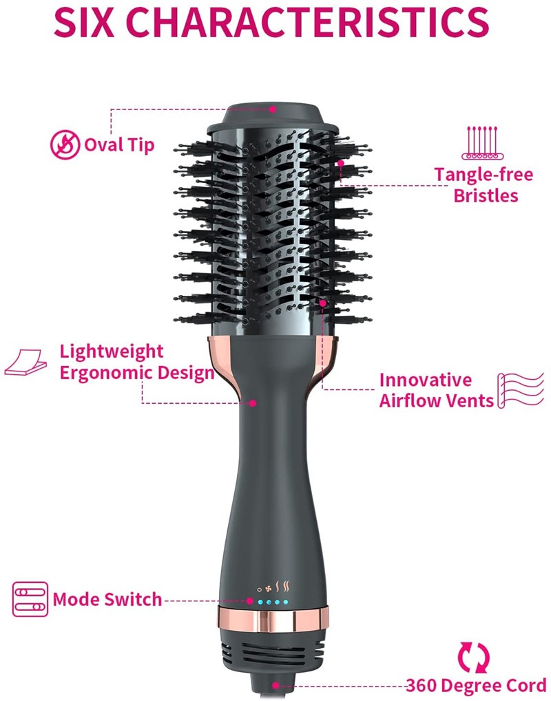 OEM Brand Hot Air Brush Dryer Brush Ceramic Straightener Brush