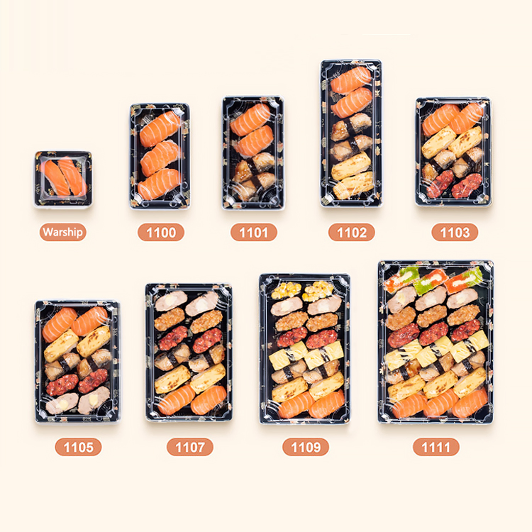 Wholesale Custom Disposable Meal Box Plastic Takeaway Sushi Packaging Box with Anti Fog Lid