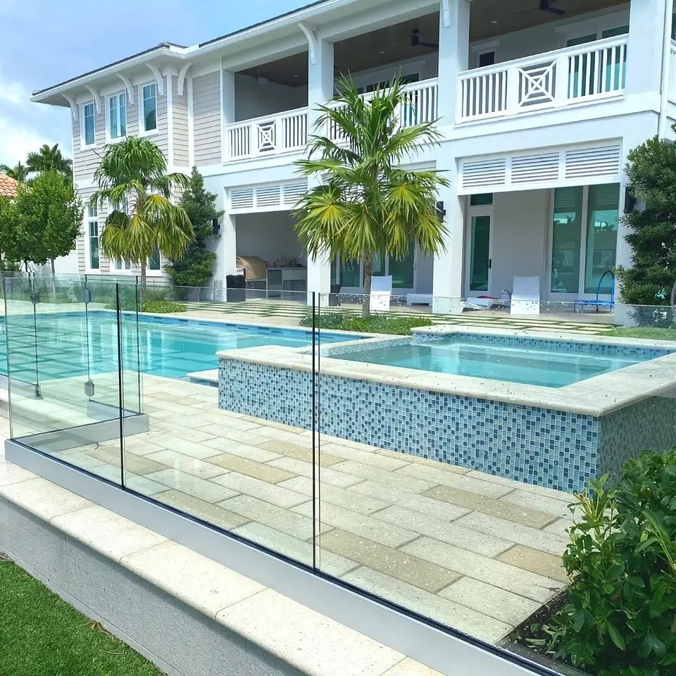 Cmbmart Frameless Glass Pool Fencing Spigots Glass Railing Balustrade for Villa Balcony