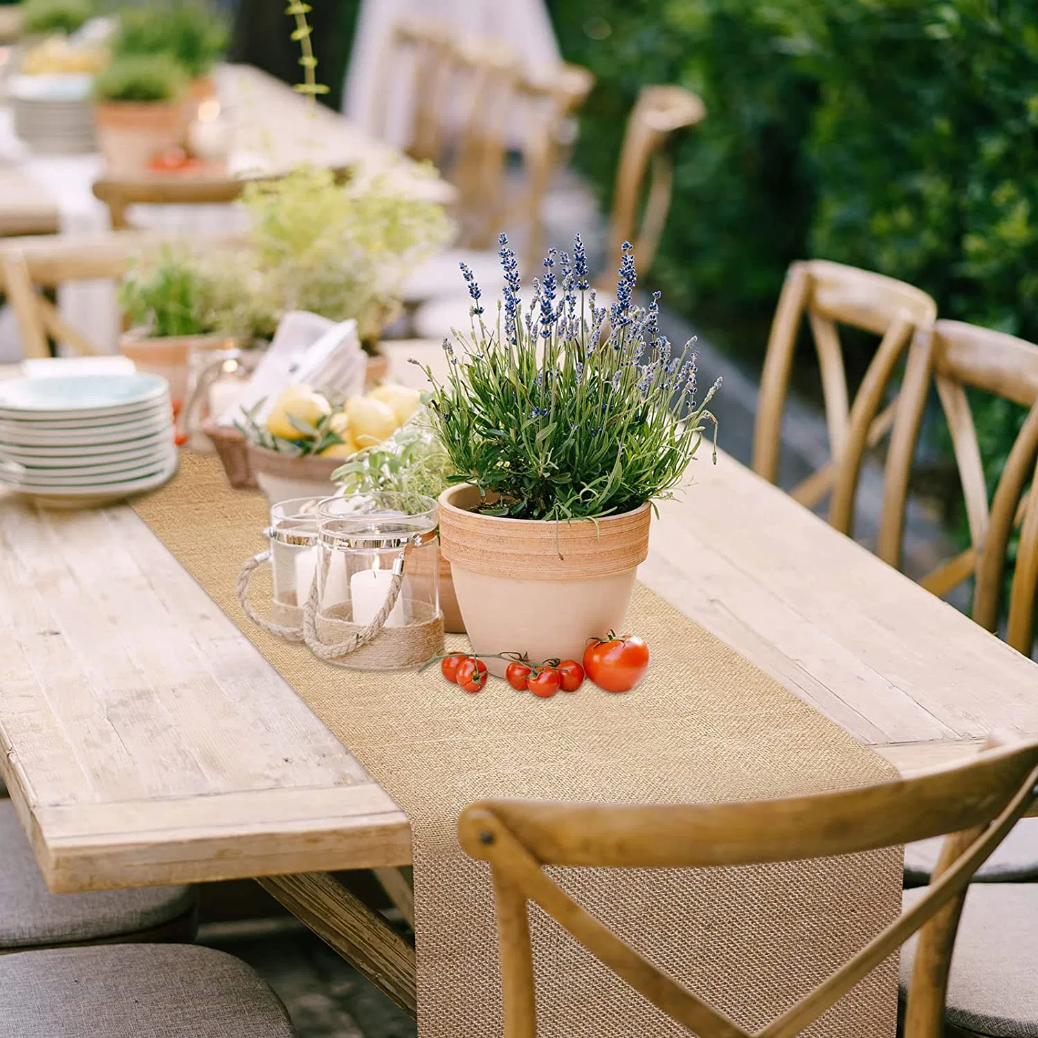 12X72 Inch Finished Edge Natural Fiber Jute Table Cloth