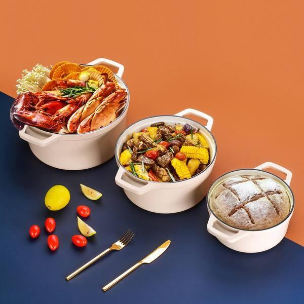 Чугунная эмалированная кастрюля-голландка 5.5 л