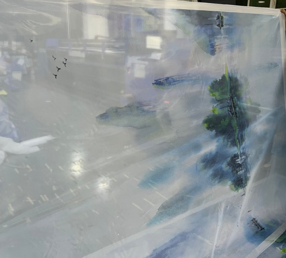 New Chinese-Style Decorative Screen Made From Semi-Transparent Silk