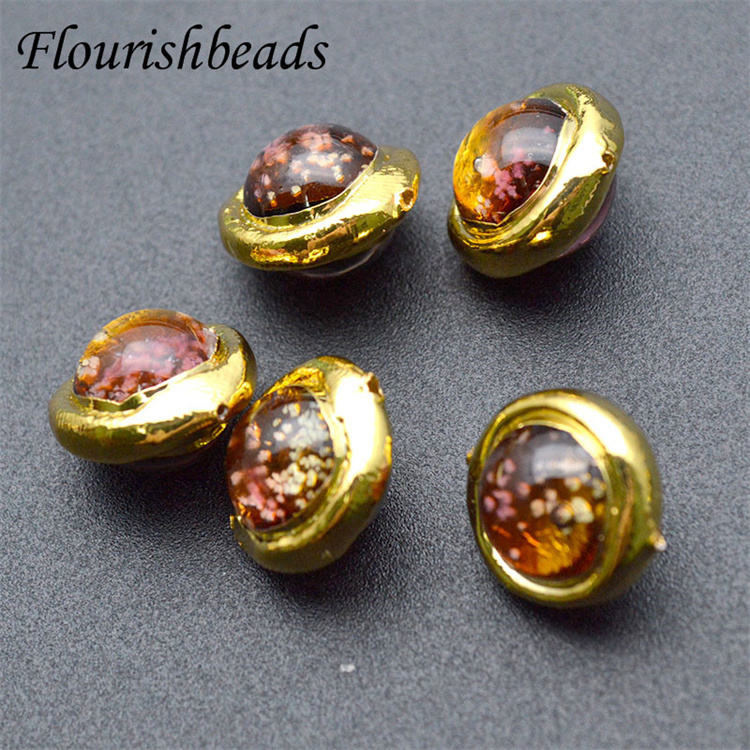 Wholesale 18K Gold Plated Various Colors Round Shape Glass Quartz Loose Beads