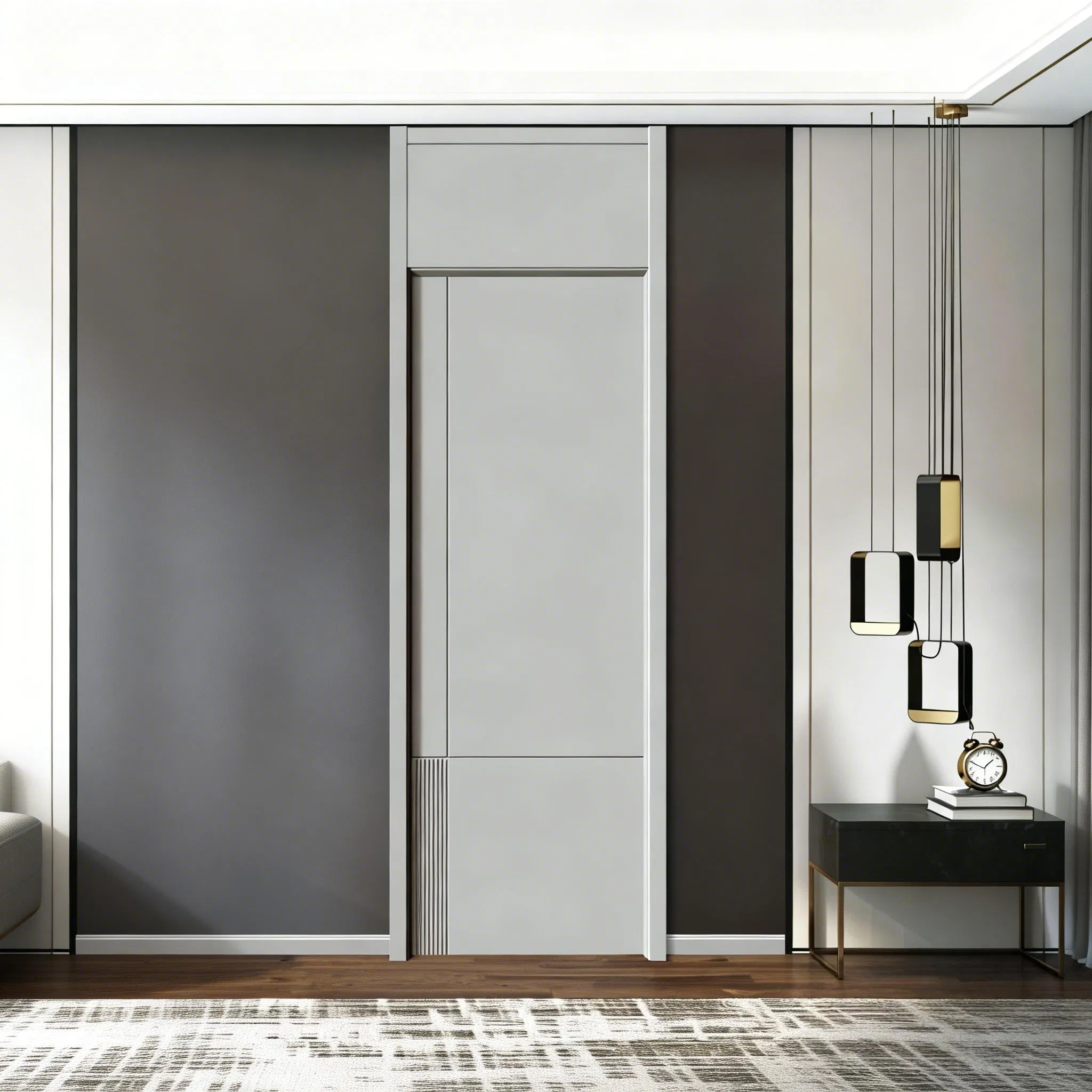 Luxury Minimalist Classic Wooden Interior Wood Security Door with Solid Core Structure for Apartment Bedroom Hotel Interior Use