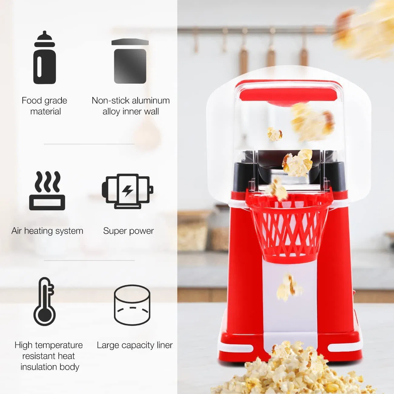 Cute Design Household Automatic Popcorn Machine Hot Air Popcorn Maker