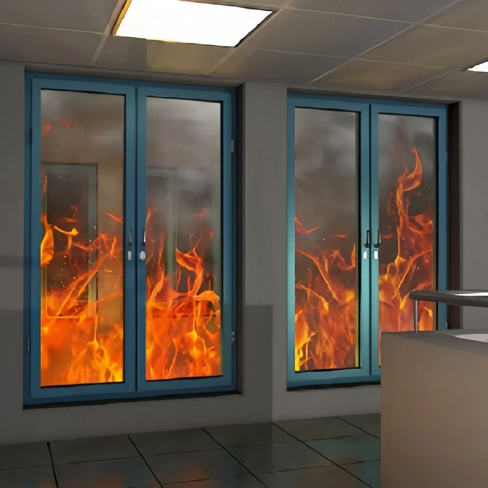 Double Glass Steel Smoke Seal Fire Rated Windows for Power Plants