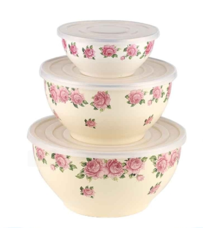Three-Piece Set of Enamel Foot Bowls