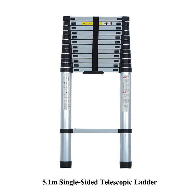 Mobile Work Safety Ladder with Handrail Tool Tray Telescopic Ladder