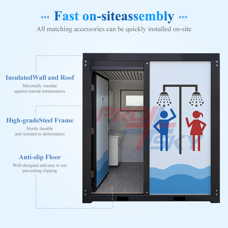 Mobile Prefab Bathroom Pod with Toilet Shower Outdoor Portable Sanitary Unit