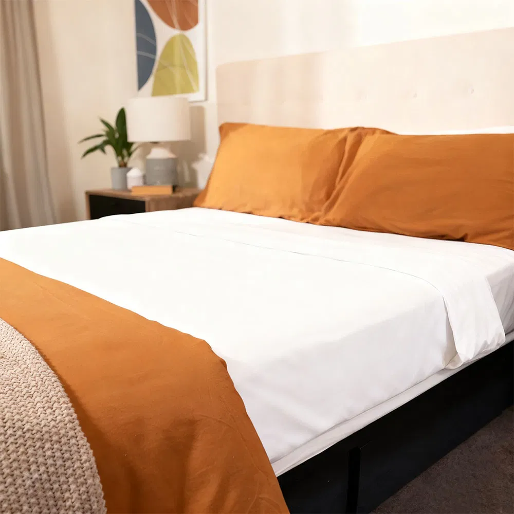 Custom Size Waterproof Bed Sheet Soft Flat Sheet Durable Machine Washable Home Bedding