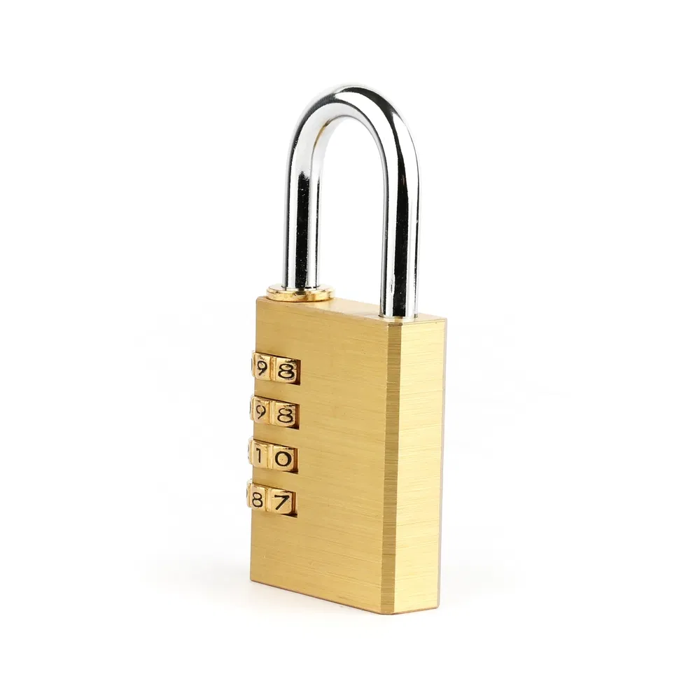 Yellow Brass Resettable 3-Digit Combination Luggage Padlock for Gift Box