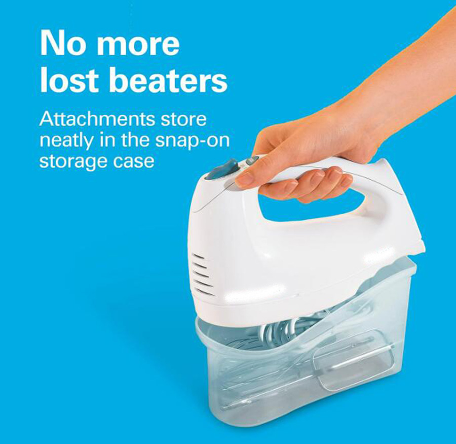 6-Speed White Traditional Beaters Electric Hand Mixer with Whisk