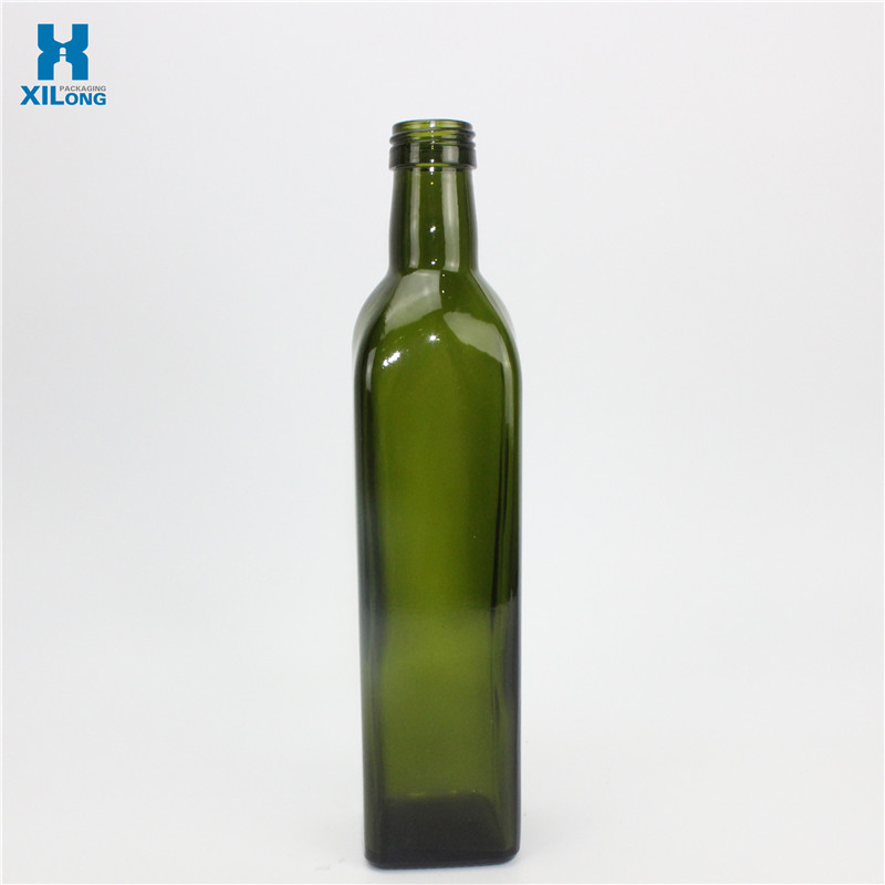 Olive Oil Bottle Green and Clear Square Glass Cooking Oil Dark Green 750ml Oil Bottle