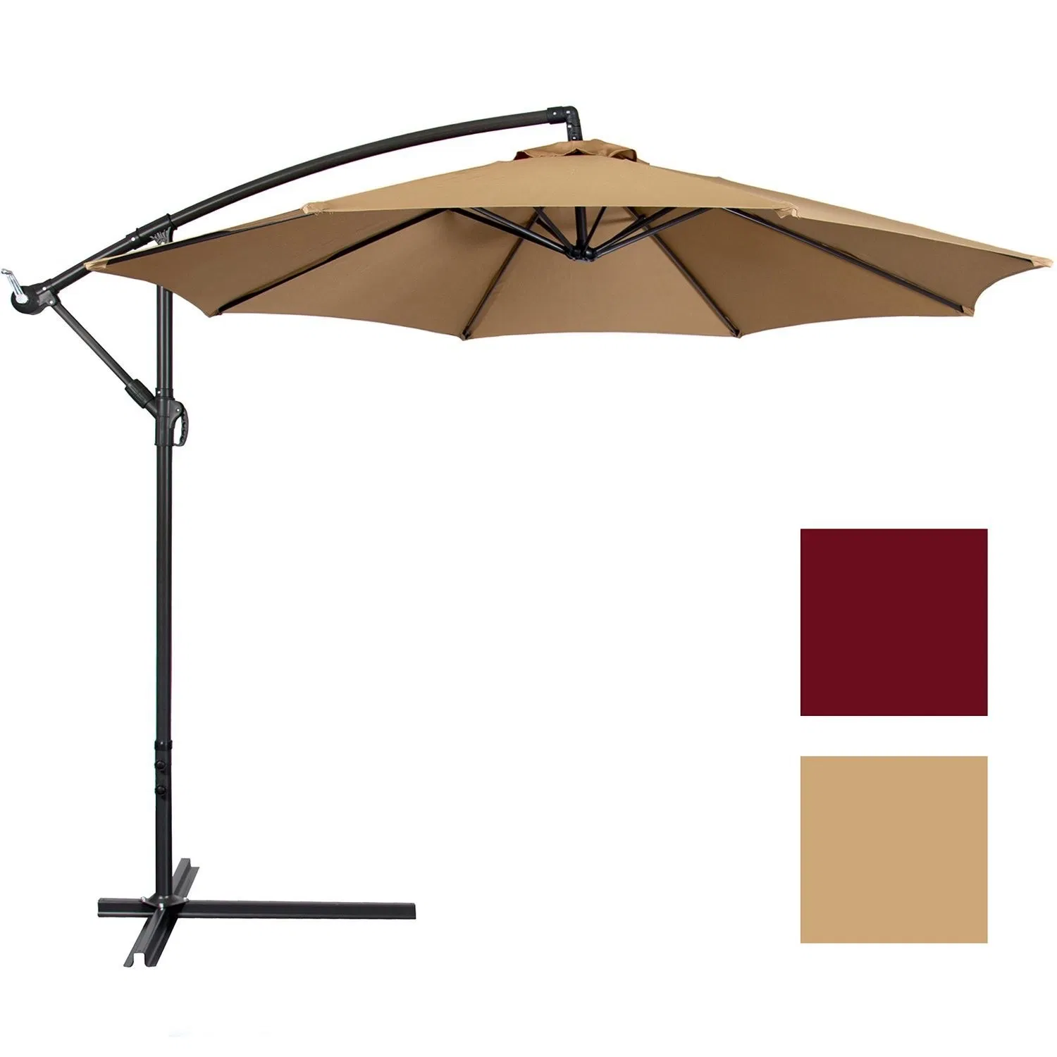 Best Choice Products 10FT Offset Hanging Market Patio Umbrella W/Easy Tilt Adjustment, Polyester Shade, 8 Ribs for Backyard, Poolside, Lawn and Garden