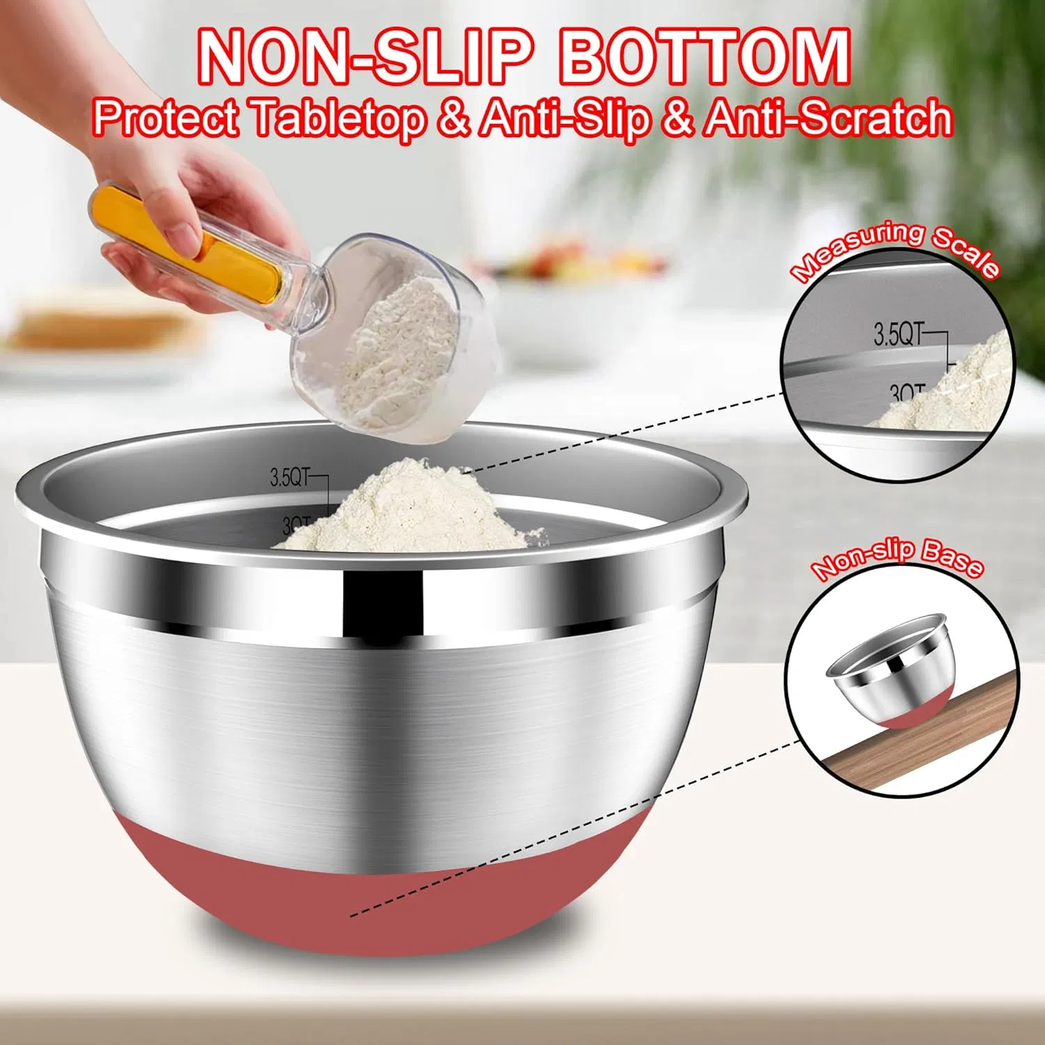 Mixing Stainless Steel Bowls with Strainer