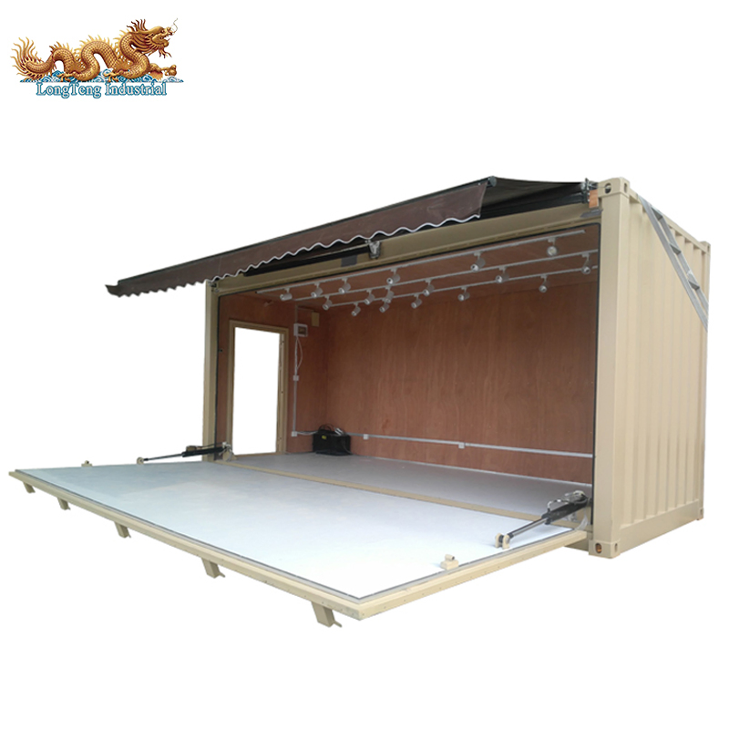 Hydraulic Drop Down 10FT 20FT Shipping Container Shop with Sunshade Awnings