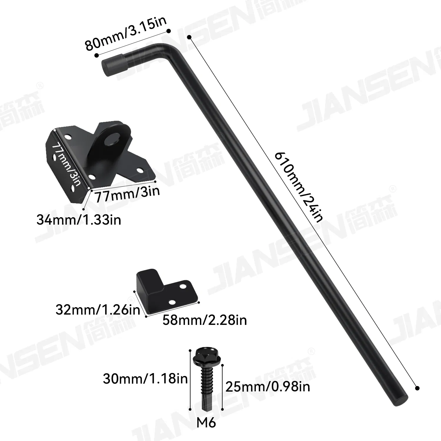 Wholesale OEM 304stainless Steel Black Heavy-Duty Drop Rod Fence Door Hardware Durable Door Drop Rod Gate Gravity Latch for Garden Gate
