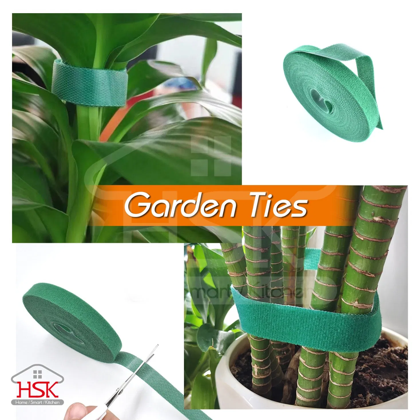 Reusable and Adjustable Garden Ties Green Strap Plant Support