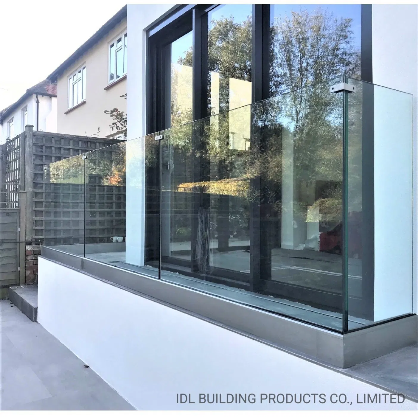 Aluminum U Channel Base Balustrade Floor Mounted Balcony Glass Railing System