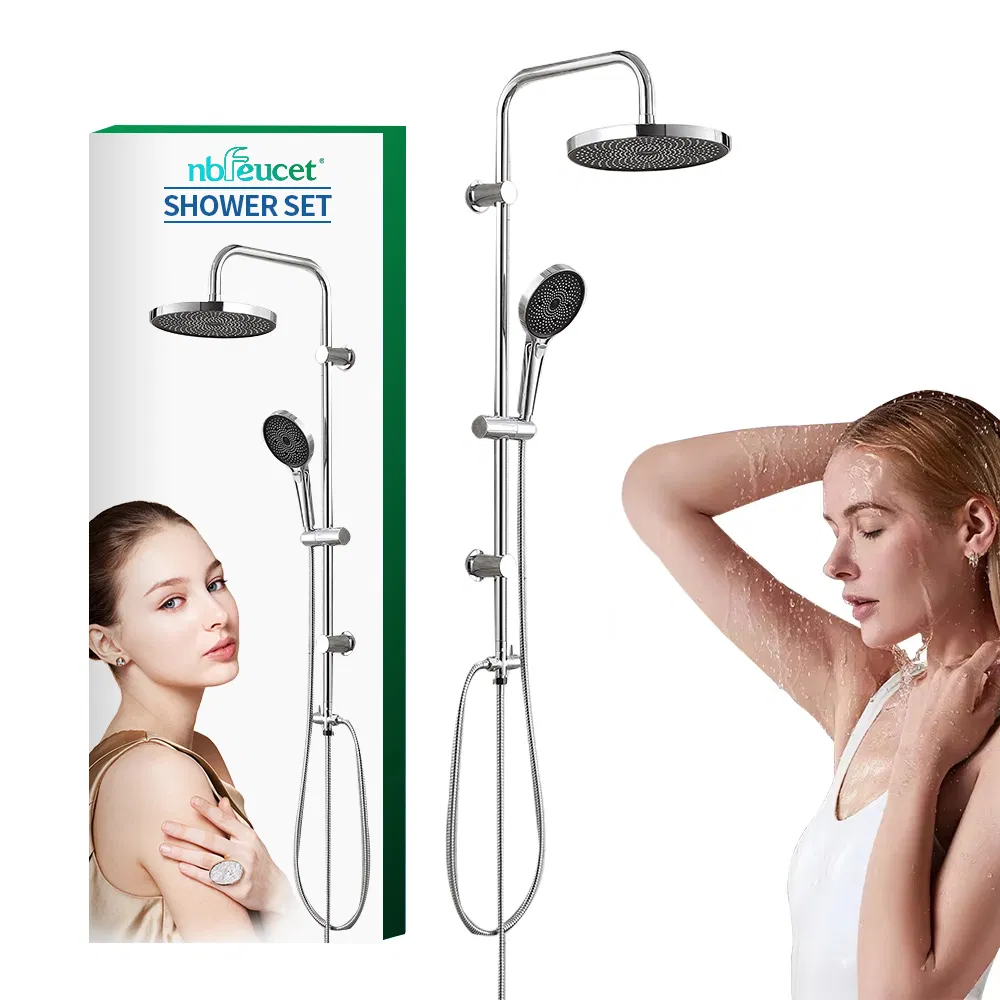 Bathroom Chromed ABS Rain Column Shower Head Set