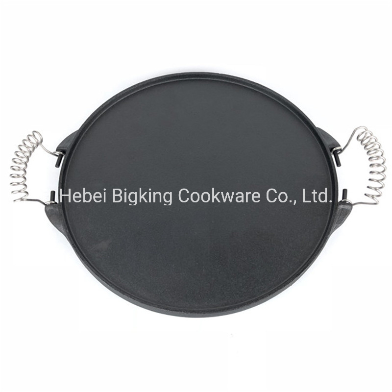 Cast Iron Charcoal/Gas/Electric/Stove Top BBQ Grill, Round Cast Iron Reversible Griddle