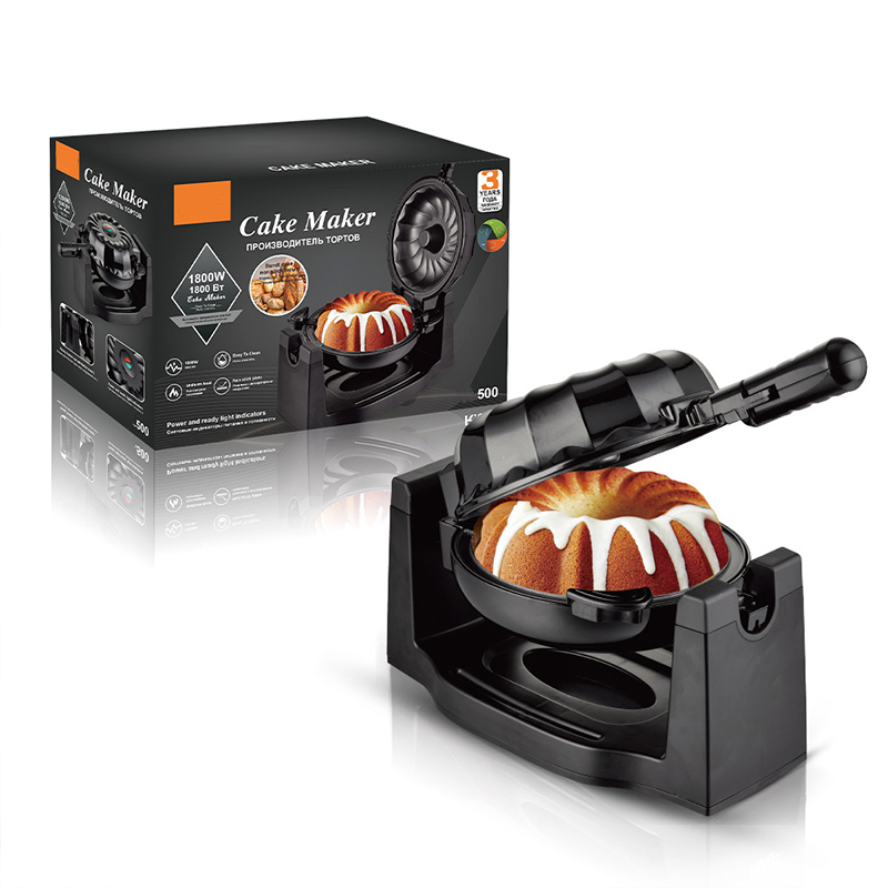 Compact Rotatable Cake Maker Breadmaker with Foldable Handle & Non-Stick Coating