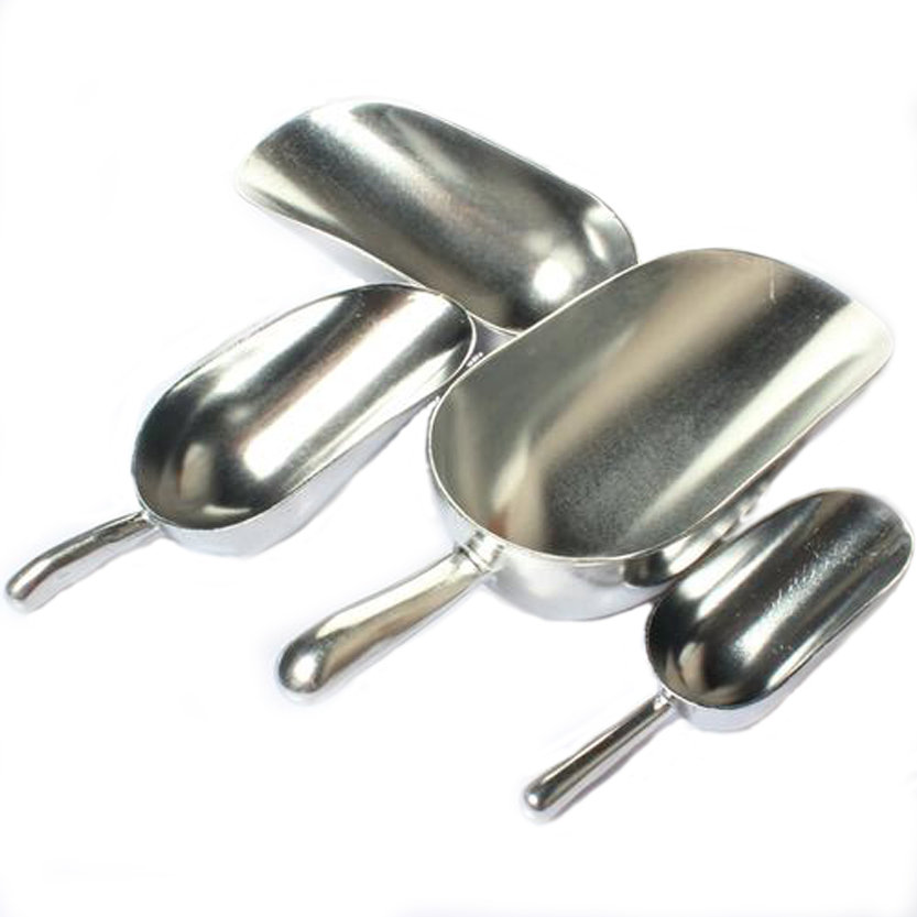 OEM Aluminum Alloy Metal Food/Ice Scoop for Home/Hotel/Bar/Buffet with Flat/Round Bottom