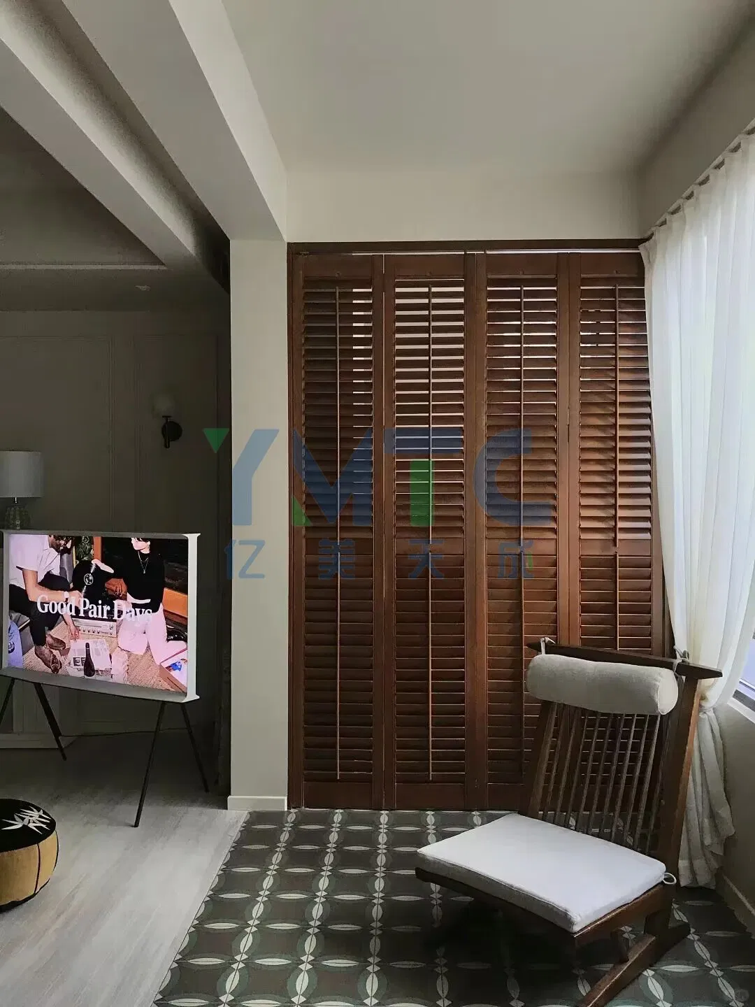 Stained Color Paulownia Shutters Z-Frames Shutters Are Mounted Inside The Window Opening