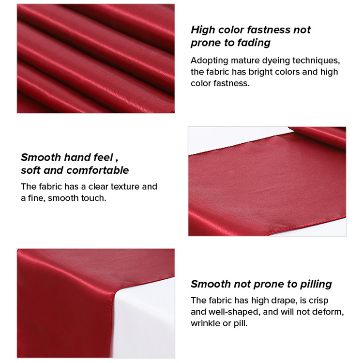 Chinese Custom Luxury Elegant Satin Table Runner for Wedding Events Party