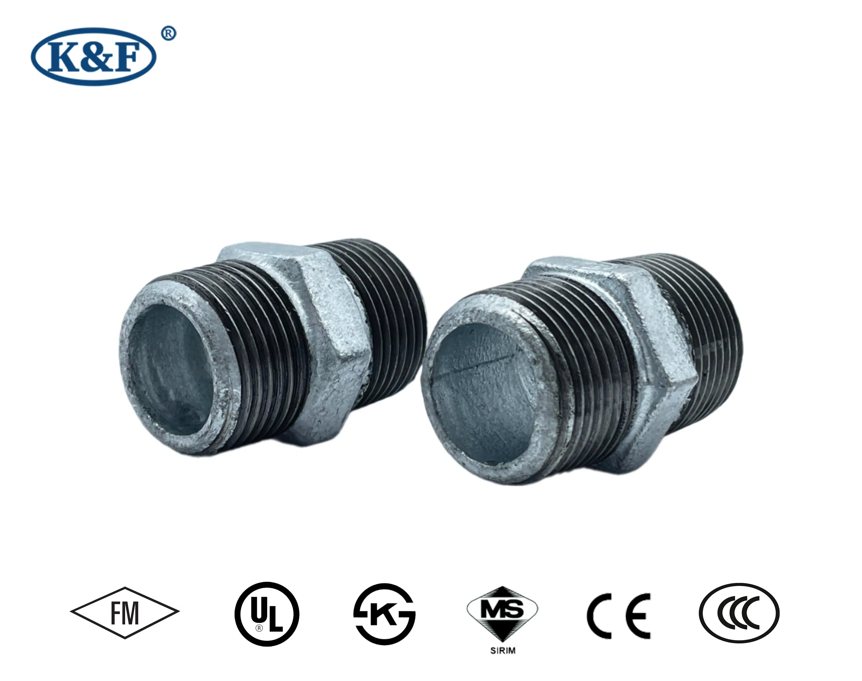 Kanaifu UL FM ISO Malleable Iron Pipe Fitting Connection Female Threaded Nipple