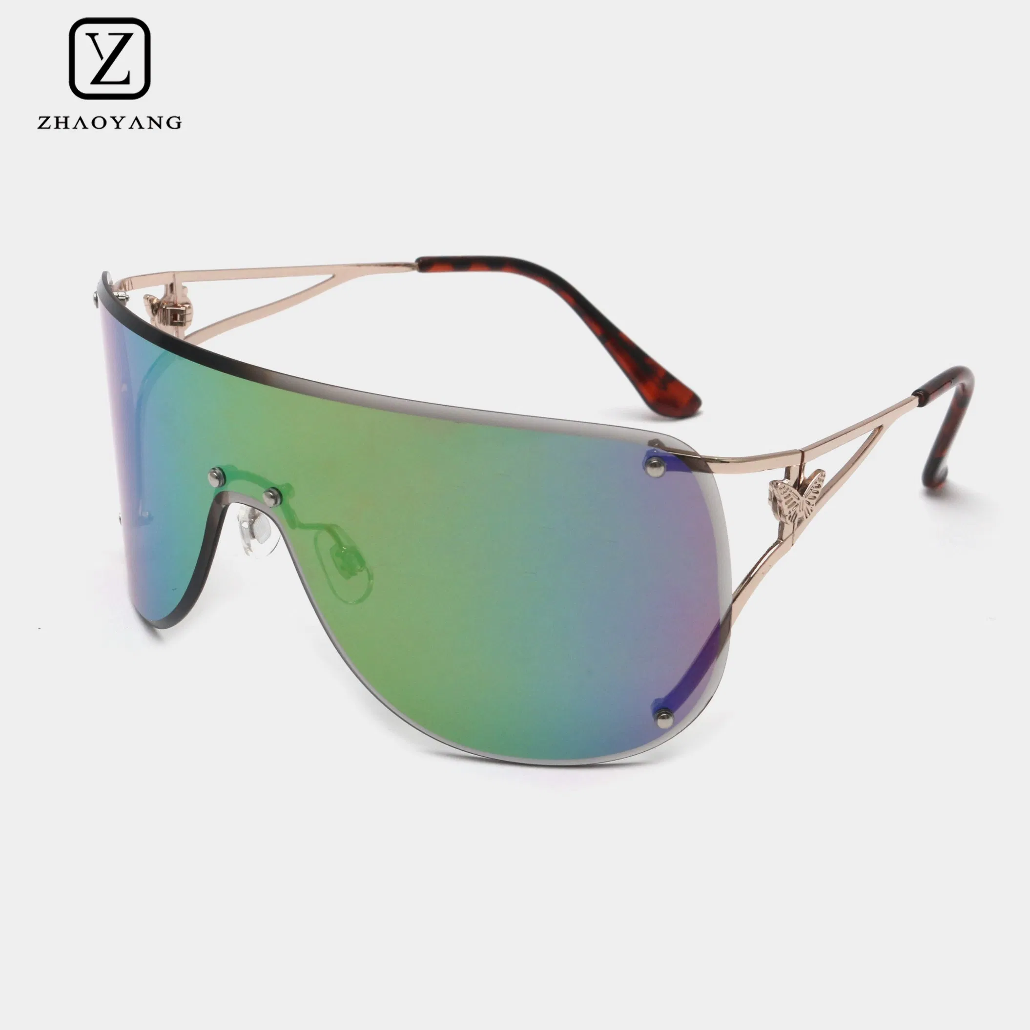 Customizable One Piece Lens Metal Sunglasses with Durable Alloy Frame Style
