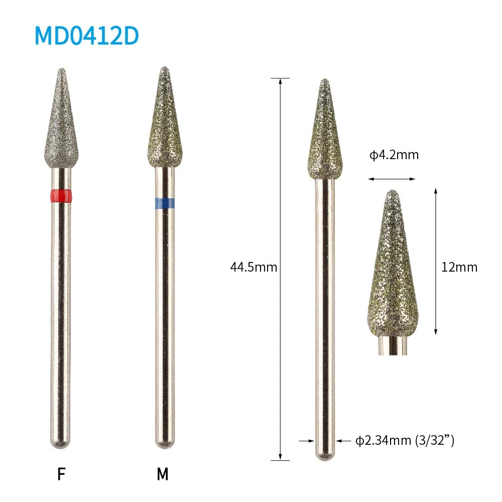 5mm Cone Shape Red Blue Diamond Nail Drill Bit