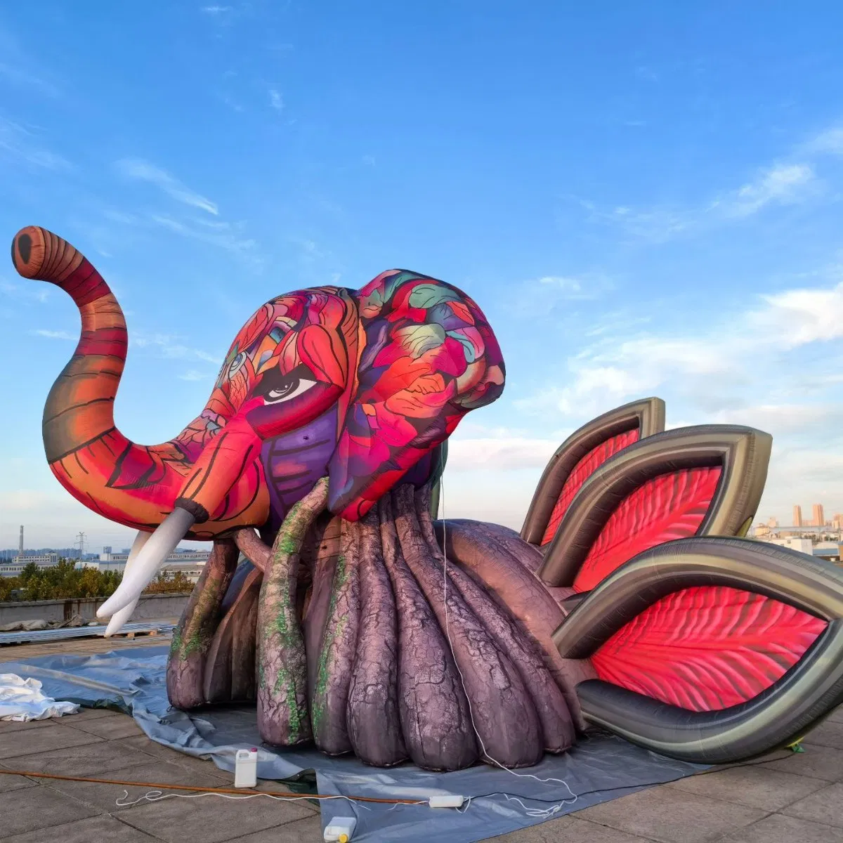 Maxinflatable Music Festival Custom Giant Inflatable Elephant Head Stage Air Model