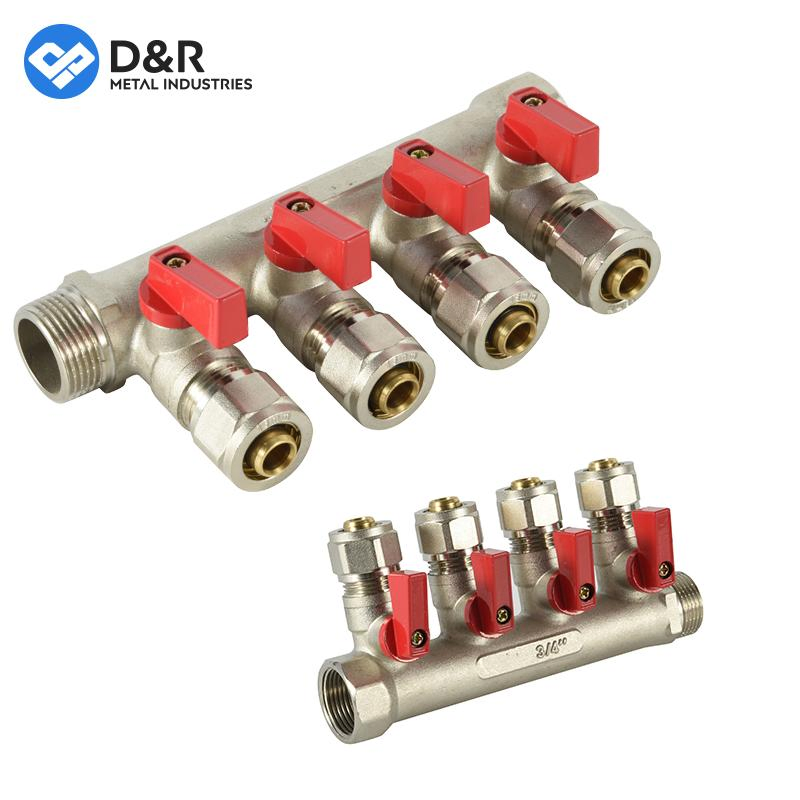 D&R Low Price OEM Stock Brass Hydronic Underfloor Heating Manifolds Mixer Stainless Steel Water Manifold Pump Set Compact with Pump for Floor Heating Systems
